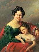 unknown artist Portrait of young woman with her child- Countess of Dyhrn with her child oil painting on canvas